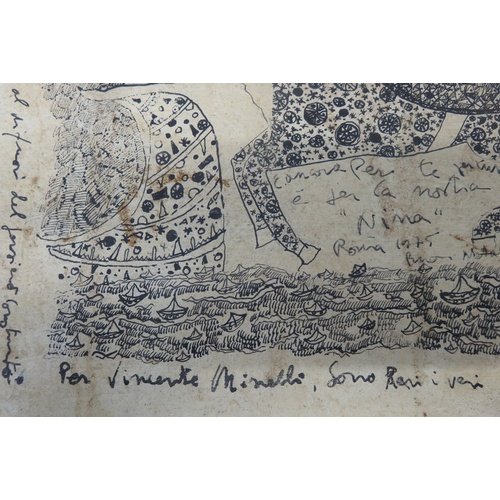 276 - Drawing by Vincente Minnelli on board 25cms x 29cms