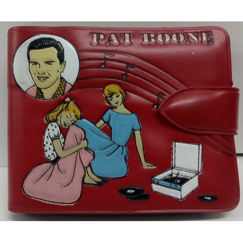 302 - Collection of Pat Boone memorabilia including ID Bracelet, Record 45 Case Teen Tote by Aristocrat 5t... 