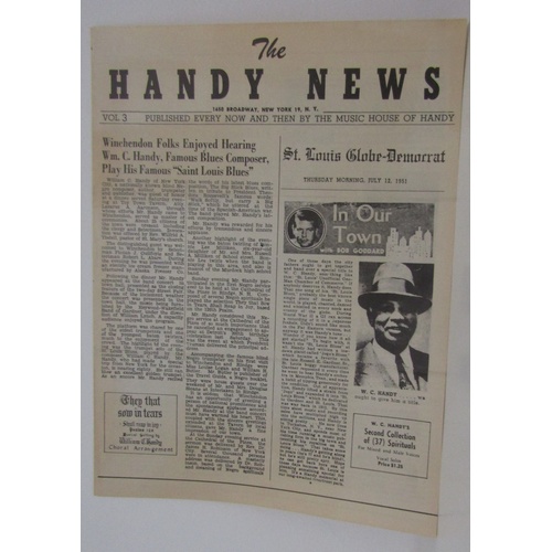 327 - Really Is A Travelin’ Man Sheet Music signed by W C Handy composer and 2-4-52 copy of Handy News