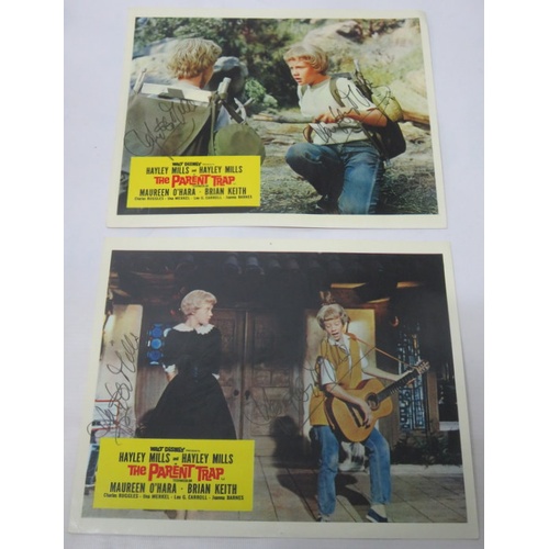 353 - Eight Walt Disney's Parent Trap movie Colour Lobby Cards signed by Hayley Mills, Maureen O’Hara and ... 