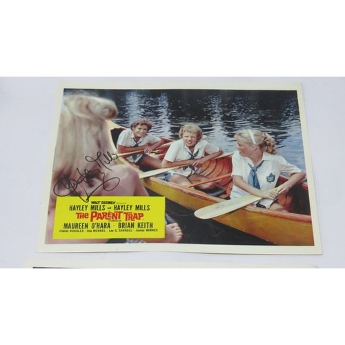 353 - Eight Walt Disney's Parent Trap movie Colour Lobby Cards signed by Hayley Mills, Maureen O’Hara and ... 