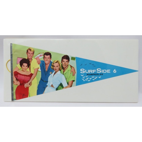 366 - Surf Side Wedding Guest Script May 2nd 1961 fully signed by cast members and Surf Side pennant (2)