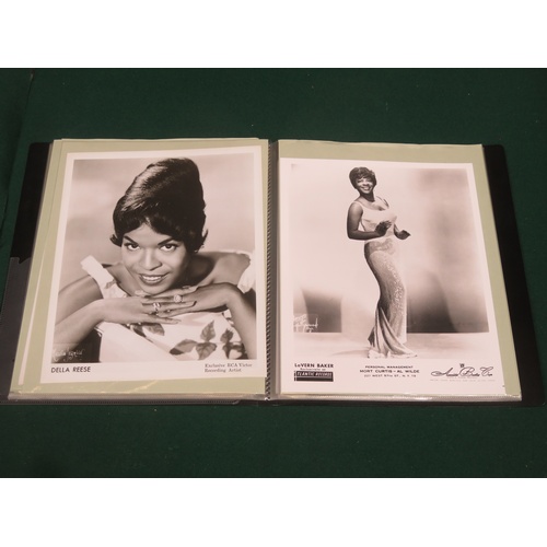 419 - Folder containing 42 Black & White promotional photographs including Millie, The Chiffons, The Dixie... 