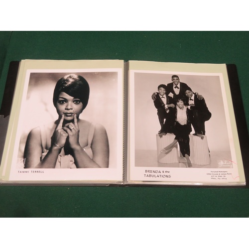 419 - Folder containing 42 Black & White promotional photographs including Millie, The Chiffons, The Dixie... 