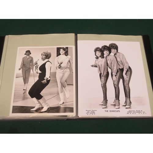 419 - Folder containing 42 Black & White promotional photographs including Millie, The Chiffons, The Dixie... 