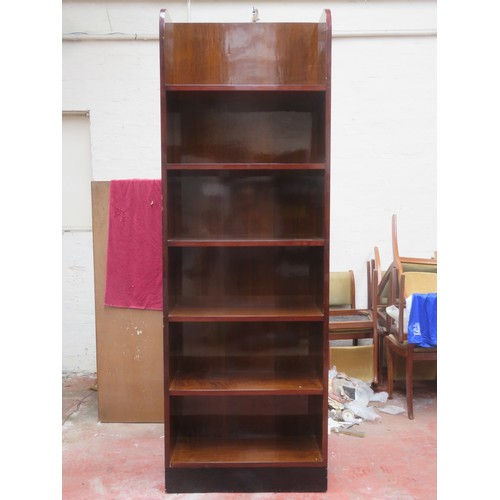 871 - Set of four 20th century bespoke highly ploished and veneered storage shelves, possibly for vinyls