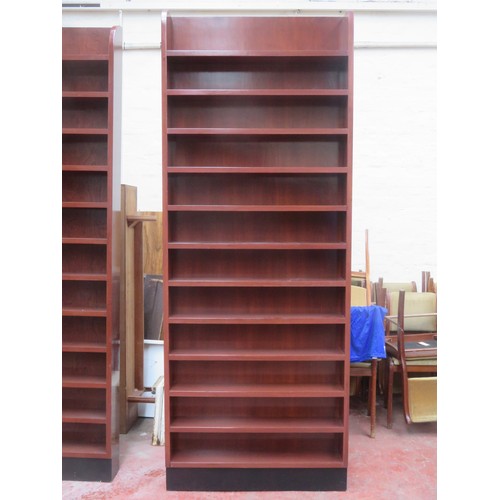 874 - Pair 20th century bespoke highly polished and veneered storage shelves, possibly for CD's