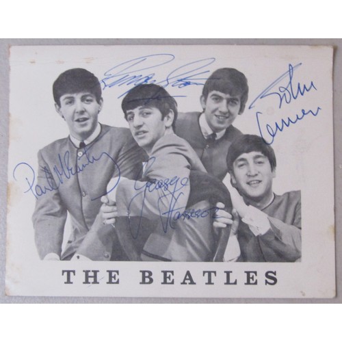 Lot - BEATLES AUTOGRAPHED OFFICIAL FAN CLUB CARD, CIRCA 1963 5 1/2 x 4 1/4  in. (14 x 10.8 cm.), Frame: 15 x 14 1/8 in. (38.1 x 35.9 cm.)