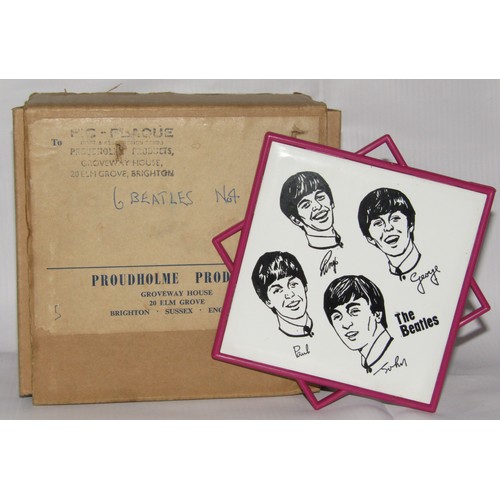 69 - RTV - The Beatles Proudholme Products Complete box of original 6 ceramic tiles with plastic surround... 