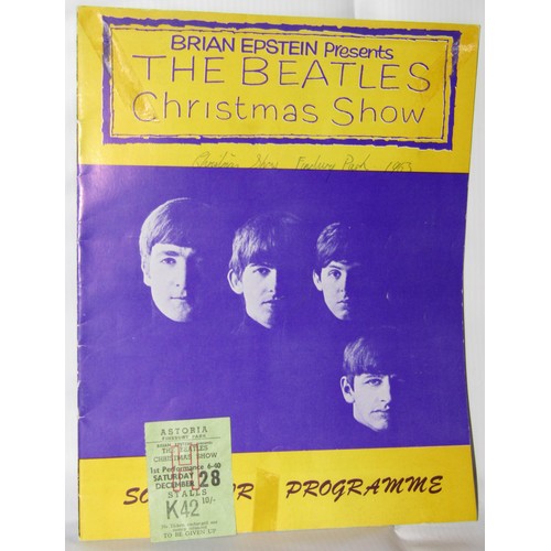 85 - Beatles Finsbury Park Astoria Christmas Show programme complete with ticket stub dated 28th December... 