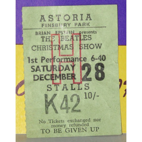 85 - Beatles Finsbury Park Astoria Christmas Show programme complete with ticket stub dated 28th December... 