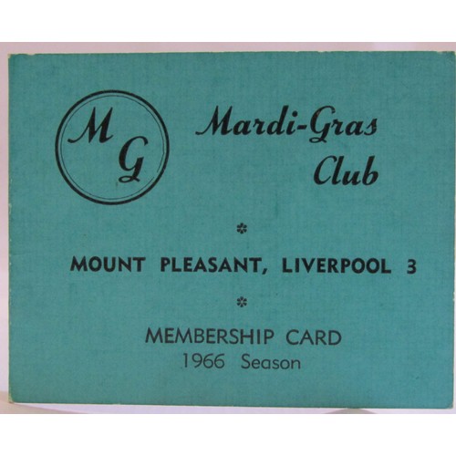 142 - RTV - Mardi Gras Club Liverpool 1966 Membership Card