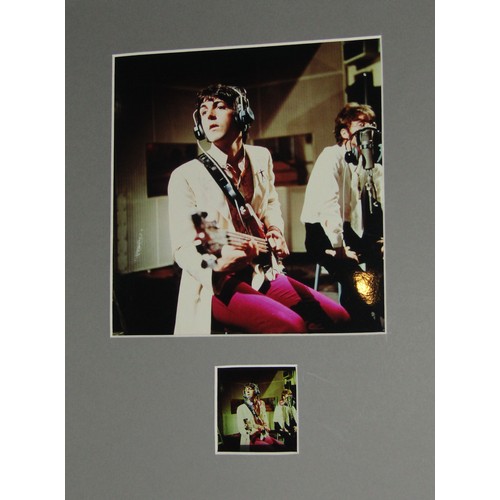 162 - Colour slide of Paul McCartney 1967 mounted with photograph of slide