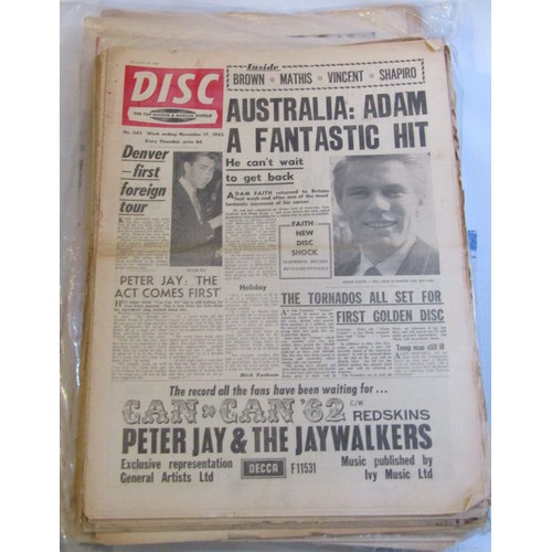 181 - Large collection of 50+ original 60’s Disc pop newspapers formerly the property of Hunter Davis The ... 