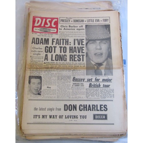 181 - Large collection of 50+ original 60’s Disc pop newspapers formerly the property of Hunter Davis The ... 