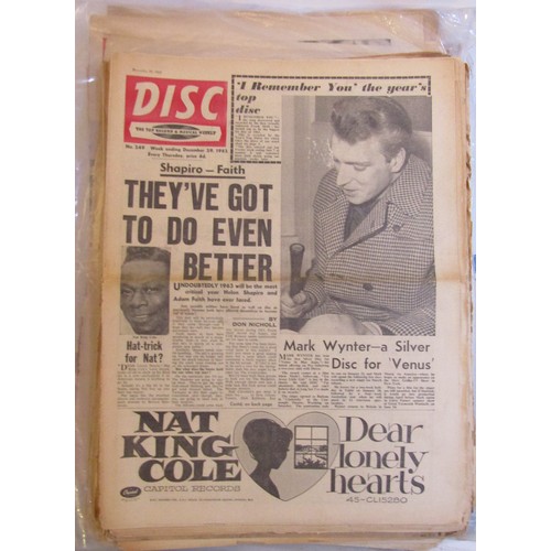 181 - Large collection of 50+ original 60’s Disc pop newspapers formerly the property of Hunter Davis The ... 