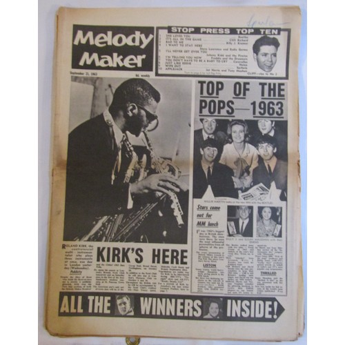 183 - Large collection of 40+ original 60’s Melody Makers newspapers formerly the property of Hunter Davis... 