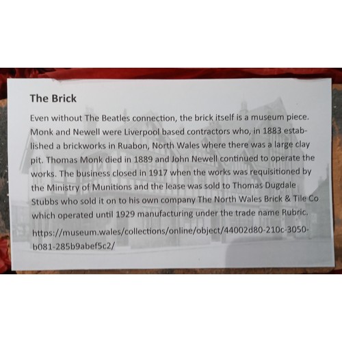 207 - Original brick from Beatles venue The Aintree Institute, played by The Beatles 31 times between 1961... 