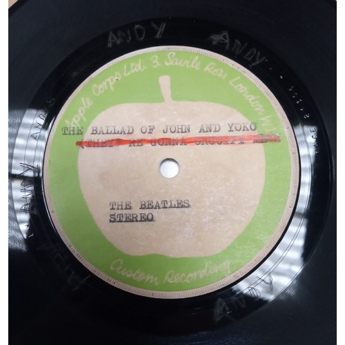 256 - The Beatles Ballad Of John and Yoko-Old Brown Shoe Test pressing single with Apple Custom labels 7XC... 