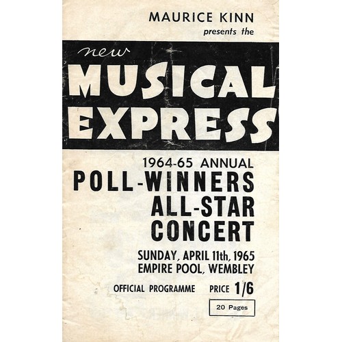 301 - RTV - New Musical Express 1965 Poll Winners Programme Wembley Empire Pool Sunday April 11th 1965. Pr... 