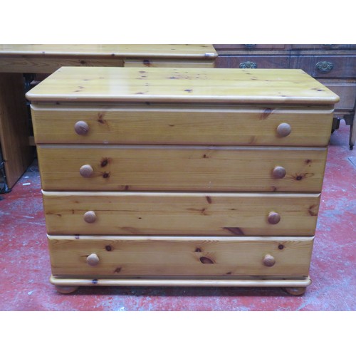 63 - 20th century pine four drawer chest. Approx. 70cm H x 90cm W x 46cm D