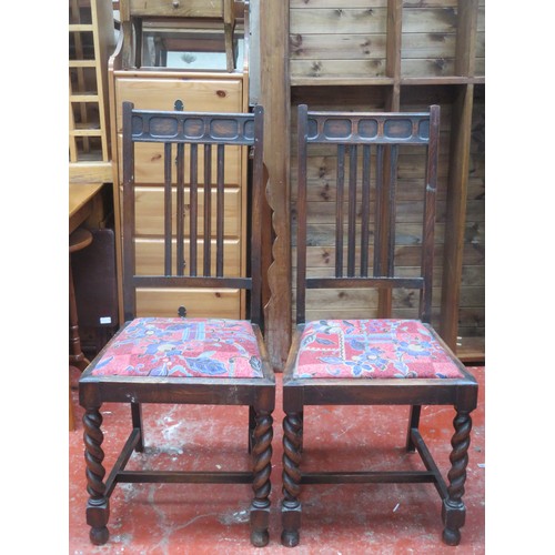 74 - Pair of early 20th century barley twist dining chairs