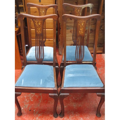 76 - Set of four late 19th century inlaid mahogany dining chairs - For restoration