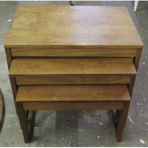 87 - Mid 20th century teak nest of three tables. Approx. 46cm H x 61cm W x 41cm D