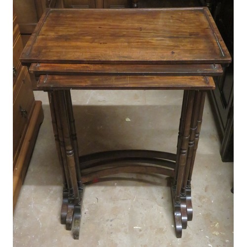 92 - 19th century mahogany nest of three tables. Approx. 74cm H x 51cm W x 32cm D