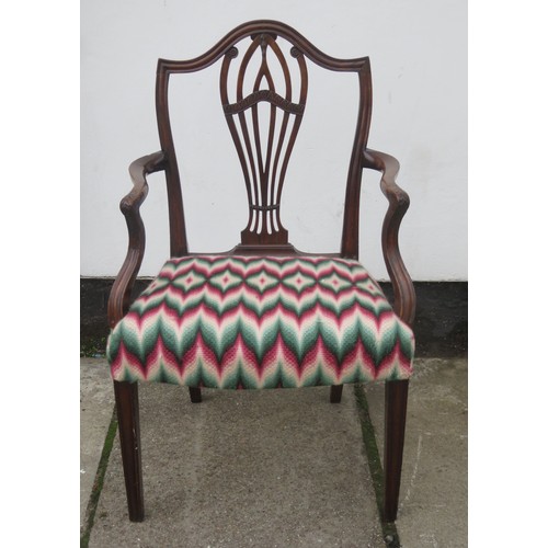 96 - 19th century mahogany framed piercework backed armchair, also single chair
