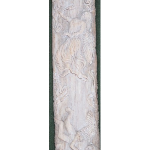 21 - 18th/19th century sawfish rostrum, hand carved with cherubs and angels. Approximately