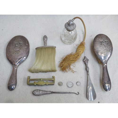 272 - Parcel of various silver and silver mounted dressing table items, Inc. brushes, mirror, button hook,... 