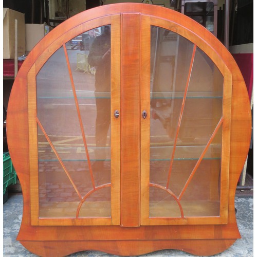 4 - Art Deco style walnut veneered two door glazed display cabinet. Approximately. 128cm H x 120cm W x 3... 