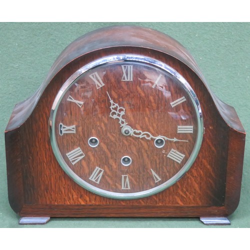 57 - Art Deco oak cased mantle clock.