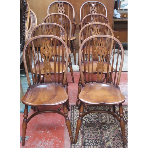 20 - Set of Eight (6+2) early 20th century oak windsor style dining chairs.