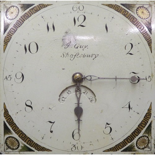 30 - 18th/19th century oak cased longcase clock, with handpainted and enamelled dial, by J. GUY, SHAFTSBU... 