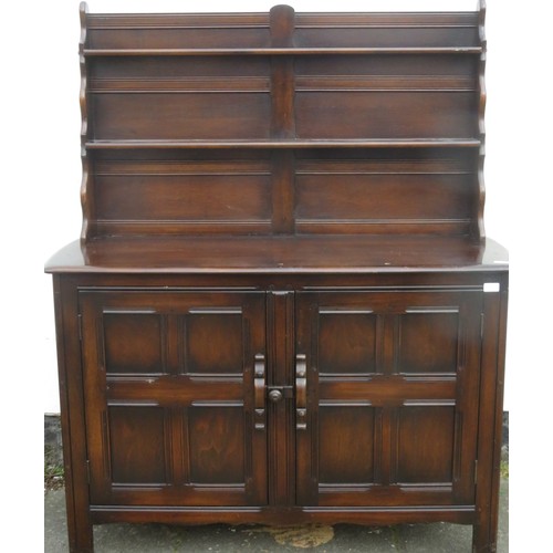 34 - Ecrcol style 20th century kitchen dresser with plate rack. Approx. 151cms H x 124cms H x 45cms D