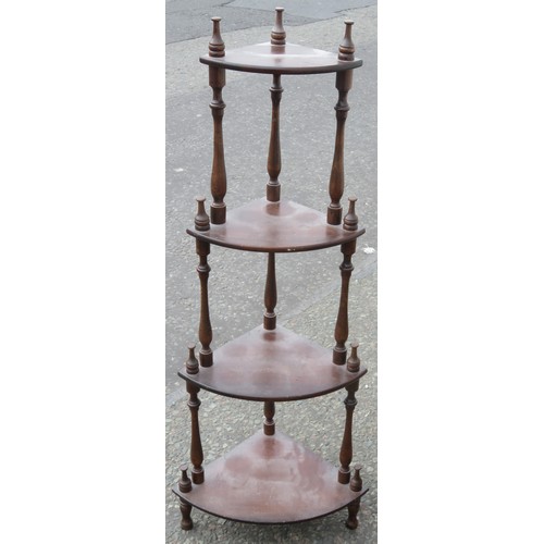 40 - 20th century mahogany four tier corner whatnot. Approx. 113cms H x 46cms W x 32.5cms D