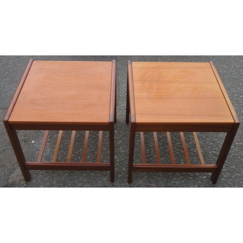 35 - Pair of G-Plan style mid 20th century teak square occasional tables. Approx. 40cms H x 47cms W