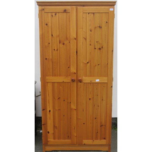 47 - 20th century two door pine wardrobe. Approx. 184cms H x 86cms W x 55cms D