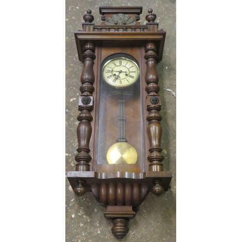 39 - Late 19th/Early 20th century mahogany cased Vienna wall clock. Approximately. 107cm H x 44cm W