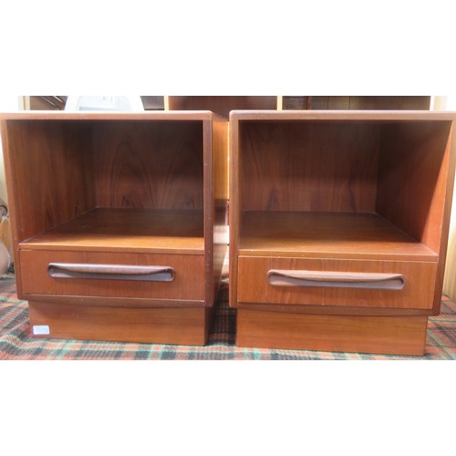 61 - Pair of G Plan mid 20th century teak single drawer bedside cabinets. Approximately. 53cm H x 46cm W ... 