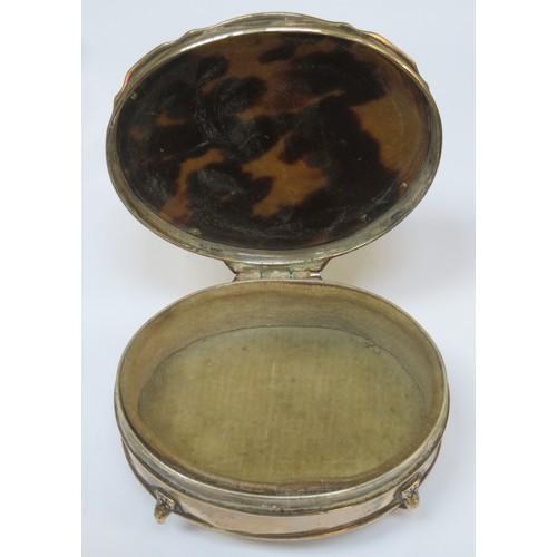 62 - Hallmarked silver jewellery box with hinged tortoise shell lined cover. Birmingham Assay By Mappin a... 