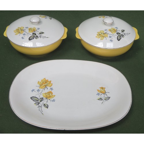 84 - Pair of Royal Tunstall floral decorated soup tureens plus matching ashette