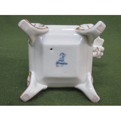 108 - Pair of Dresden hand painted and gilded floral decorated ceramic candle holders. Approx. 9cms High