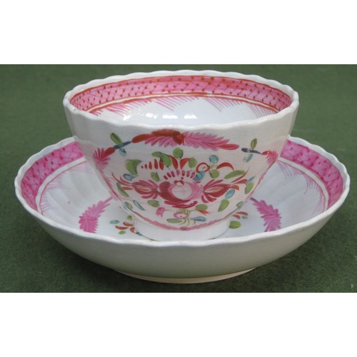 110 - 18th century hand painted ceramic tea bowl and saucer, possibly by John Pennington for Liverpool pot... 