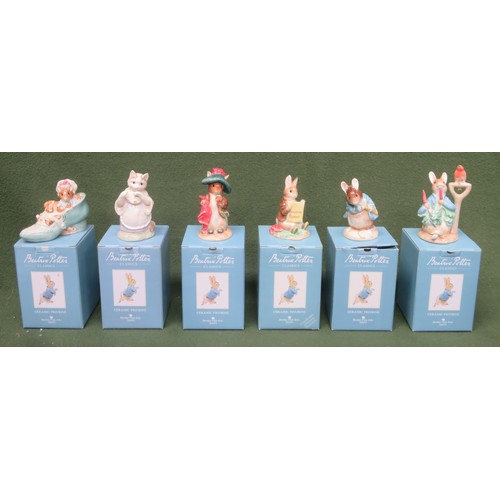 184 - Six various boxed Beatrix Potter Classics glazed ceramic figures by Border Fine Arts