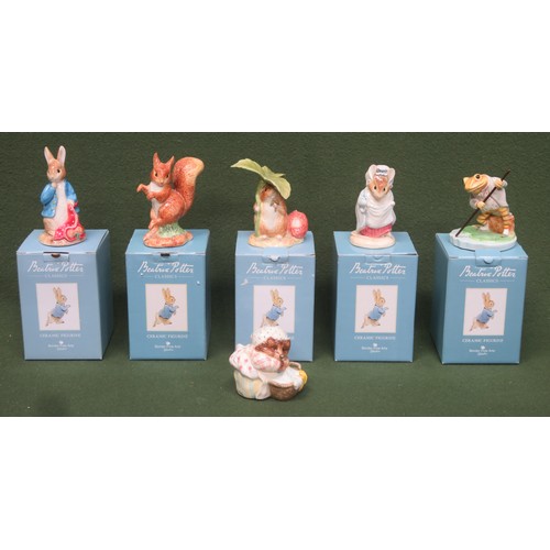 185 - Five various boxed Beatrix Potter Classics glazed ceramic figures by Border Fine Arts. Plus one unbo... 
