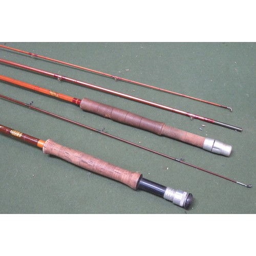 66 - Hardy Jet two section fishing rod, plus alcocks popular three section fishing rod