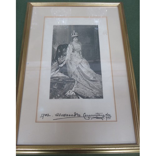 90 - Mixed lot of sundries including framed Queen Alexandria print, two other prints, plus ceramics and g... 